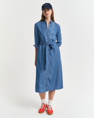 Chambray skjortekjole LIGHT INDIGO 36