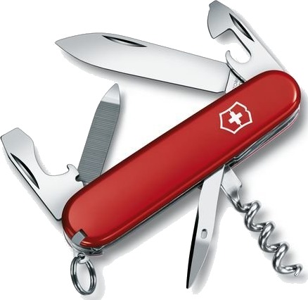 Victorinox Sportsman, Slip Joint Knife, Multi-Tool Knife, Cellidor, Abs Syntetisk, Rød, Rustfritt Stål, 13 Verktøy