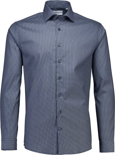 Lindbergh Aop Stretch Shirt L/S Blue L