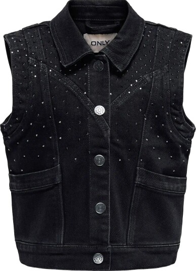 Kids Only Kogkennedy Sl Rs Wb Dnm Waistcoat Bj   WASHED BLACK   134
