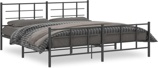Sengeramme i metall med hode- og fotgavl svart 200x200 cm 8721012303850