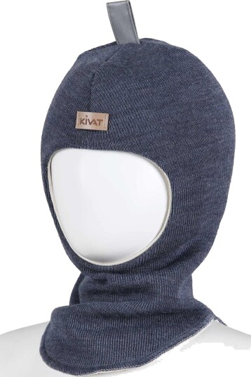 Kivat Balaclava i Ull Med Kivatlogo Blue Melange 2 (2-4år)