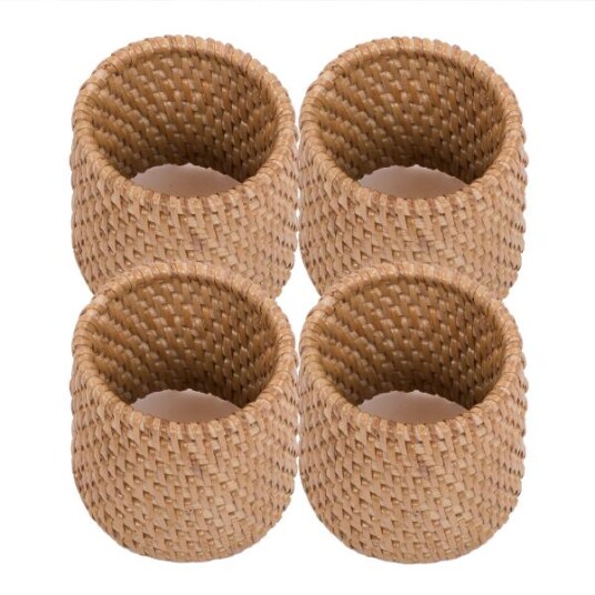 ZicZac Rattan serviettring 4 stk beige ZicZac Rattan serviettring 4 stk beige