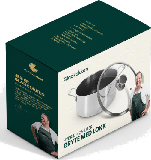 Gladkokken   Hybrid kasserolle med lokk 2,9L 20 cm