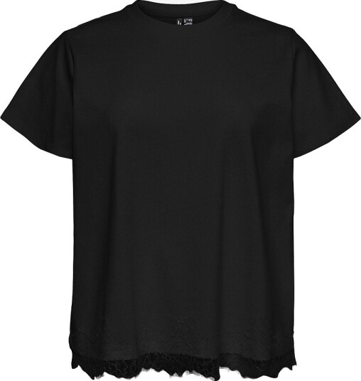 Vero Moda Curve   Topp Vmcsara Mette Lace Ss Jrs Cur   Svart