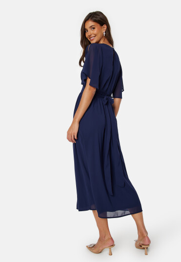 Bubbleroom Occasion Butterfly Sleeve Midi Dress Navy 38