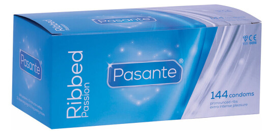 Pasante Ribbed Passion: Kondomer, 144 stk Pasante Ribbed Passion: Kondomer, 144 stk