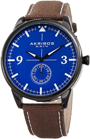 Akribos XXIV Herreklokke AK938BR Canvas Blå/Lær Ø45 mm