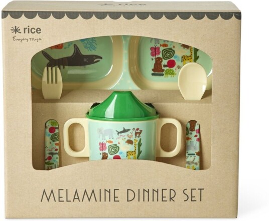 Rice barneservise 4 deler Wildlife mint