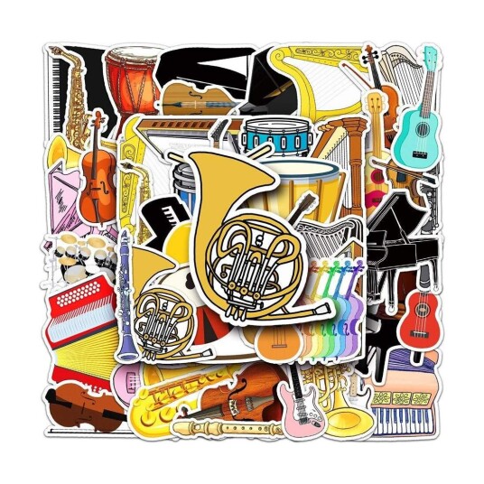 Klistremerker - musikkinstrumenter - 50 stk