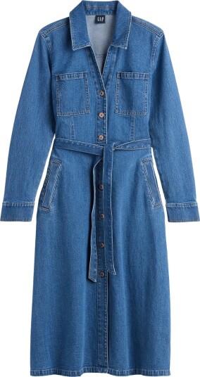 GAP Denim Tie Belt Midi Dress From The Gap Collection Blue M GAP Denim Tie Belt Midi Dress From The Gap Collection Blue M