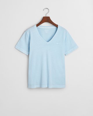 Solbleket t-skjorte med v-hals FRESH BLUE M