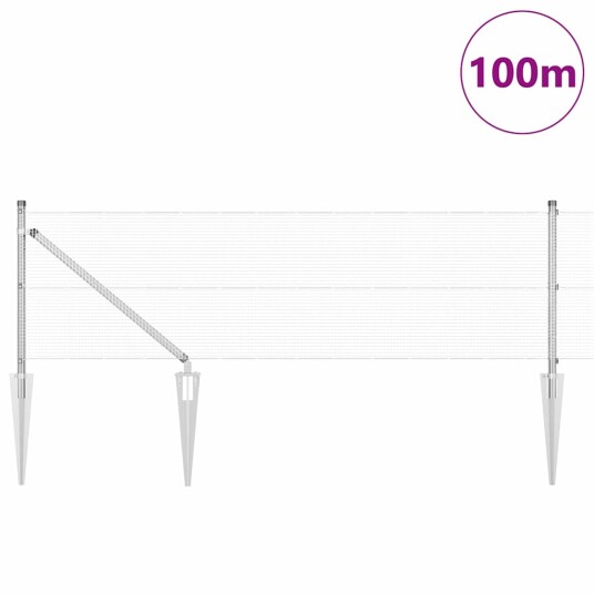 Sveiset Wire Gjerde med 13 Spike Støtter 0.4x100 m Galvanisert Stål