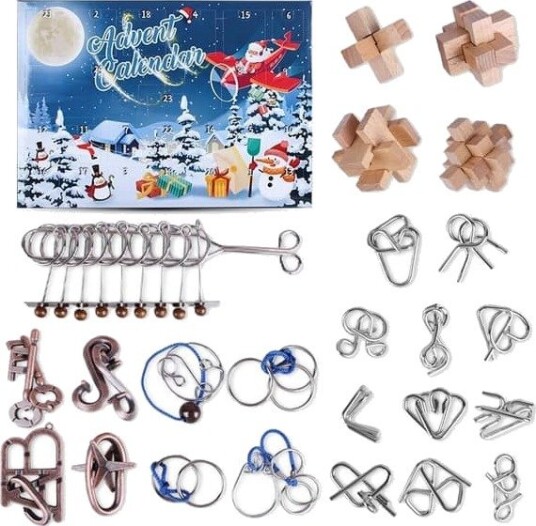 Adventskalender Puslespill 2025 – 24 Dager Trepuslespill & Hjernetrim for Barn & Voksne Julegave