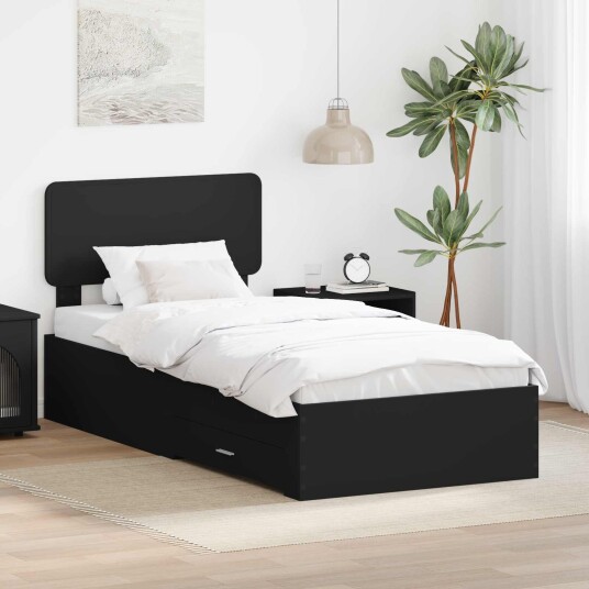  Sengestamme med hodegjerde Svart 75 x 190 cm Konstruert tre