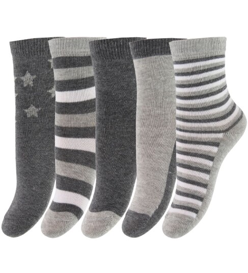 Minymo Sock W. Pattern (5-Pack) Grey 23-26 Minymo Sock W. Pattern (5-Pack) Grey 23-26