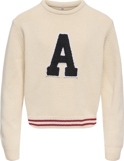 Kids Only Genser CookJenny Strikk Birch/Bokstaven A Kids Only 7 8 år (122 128) Genser Beige Hvit Rød Svart