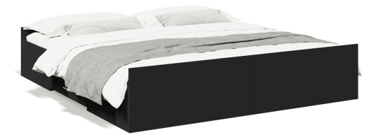 Sengeramme med skuffer svart 200x200 cm konstruert tre 8721102619199