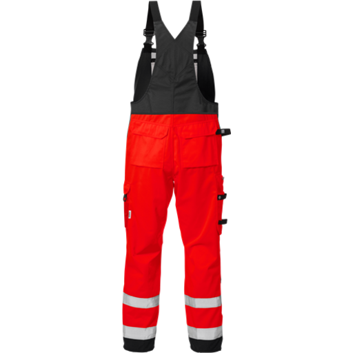 Fristads Hängslebyxa 1015 Plu, Klass 2 Varsel Röd/svart C50