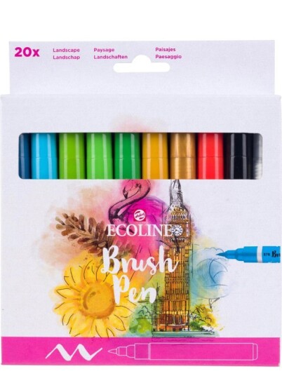 Talens Ecoline Brush Pen Landscape 20 tusjpenner med penselspiss