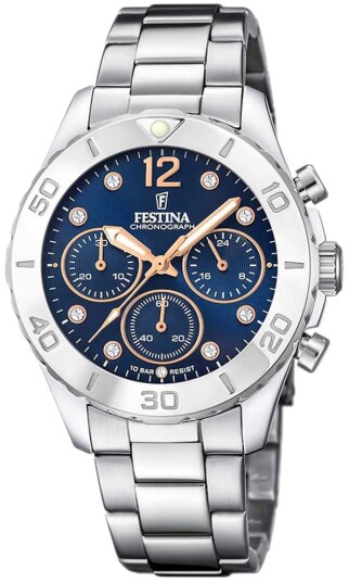 Festina Dameklokke F20603 3 Boyfriend Blå/Stål Ø39 mm Festina Dameklokke F20603 3 Boyfriend Blå/Stål Ø39 mm