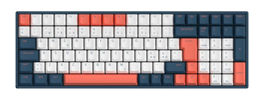 IQUNIX F97 Coral Sea Wireless-RGB Cherry Brown - Gamingtastatur - Nordisk - Blå