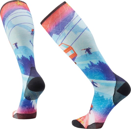 Smartwool Ski Zero Cushion Ski Day Print Otc Socks Laguna Blue M ( 38-41 )