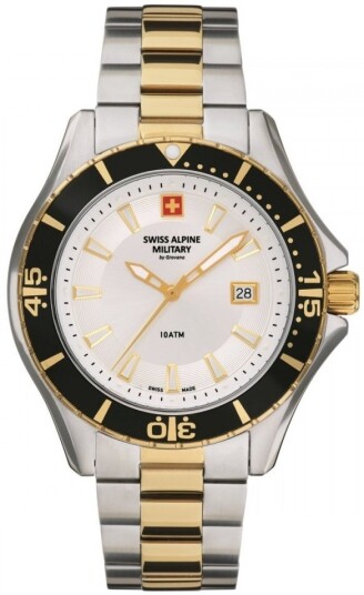 Swiss Alpine Military Herreklokke 7040.1142 Diver Hvit/Gulltonet Swiss Alpine Military Herreklokke 7040.1142 Diver Hvit/Gulltonet