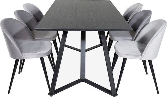 Venture Home   Spisegruppe Maggie med 6 stk spisestoler Valleta   Svart