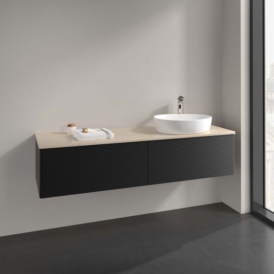 Villeroy & Boch Antao Servantskap med 2 skuffer 160x50x36 cm u/lys Sort Matt/Crème Villeroy & Boch Antao Servantskap med 2 skuffer 160x50x36 cm u/lys Sort Matt/Crème