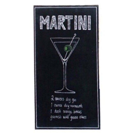 Veggskilt Martini med oppskrift - 30 x 60 cm - Stilig metall til hjemmebaren Veggskilt Martini med oppskrift - 30 x 60 cm - Stilig metall til hjemmebaren