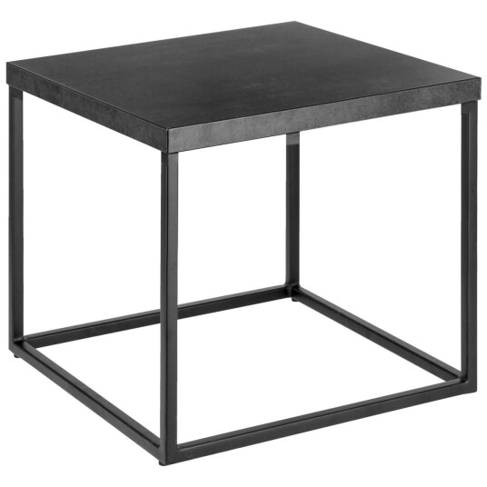 VEGA Sidebord Deven Firkantet laminat; 60x60x36 cm (LxBxH); Bordplate Stengrå, Ramme Svart; Kvadratisk