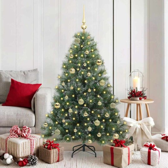  Kunstig juletre med 150 LED med stativ grønn 150 cm PE og PVC