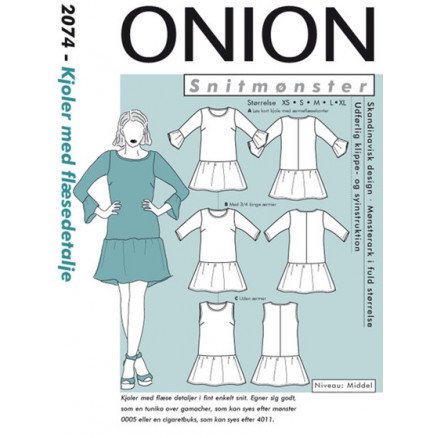 ONION Snittmønster 2074 Kjole med Rufledetaljer Str XS XL