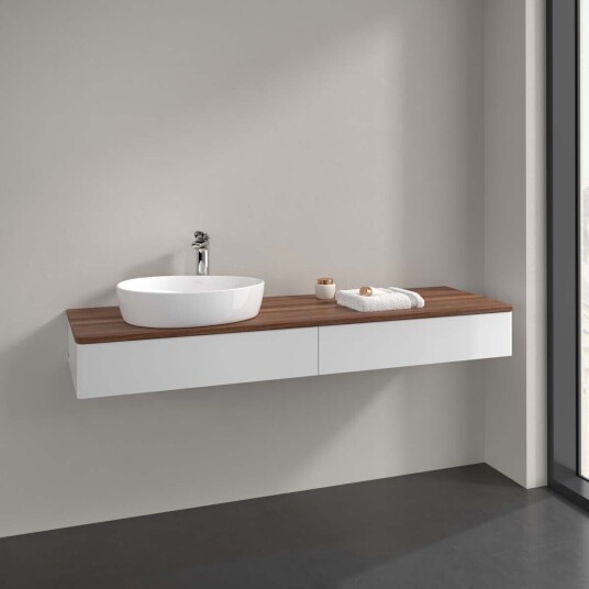 Villeroy & Boch  Antao Servantskap med 2 skuffer 160x50x19 cm u/lys Hvit Blank/Valnøtt
