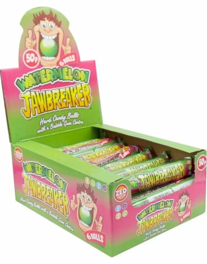 24 stk 6 pk Zed Jawbreaker med Vannmelonsmak og Kjerne av Tyggegummi Hel Eske 1,18 kg