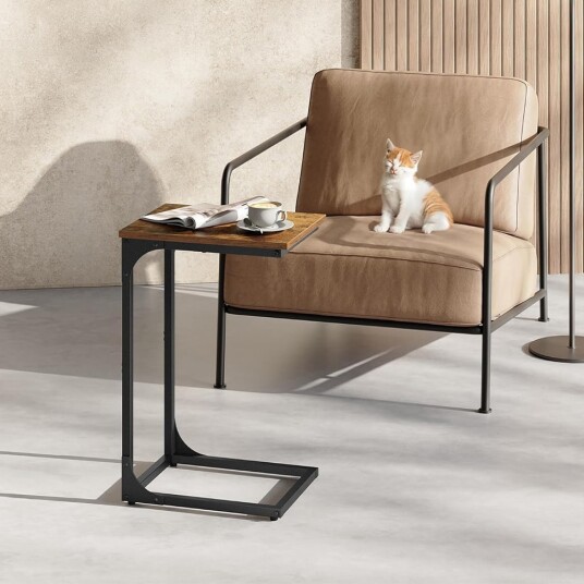 Sidebord 30 x 40 x 62 cm med metallramme i C form Brun/Svart