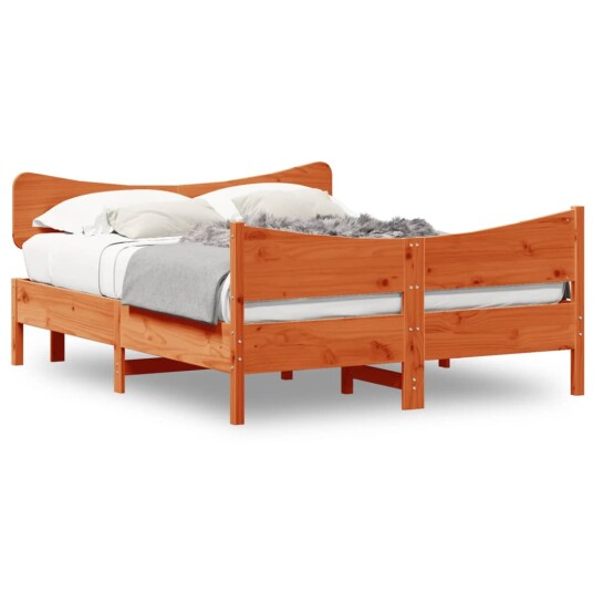 Sengeramme med hodegavl voksbrun 160x200 cm heltre furu 8721012454798