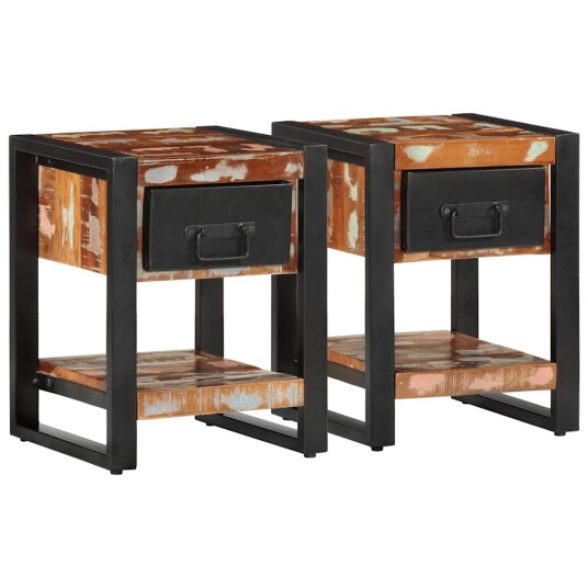  Nattbord 2 stk flerfarget grovt heltre mangotre 8721158339430