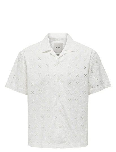 ONLY & SONS Onsaron Loose Fit Ss Resort Shirt 0305 - White - M