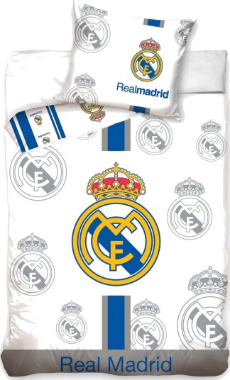 Licens Real Madrid sengetøy 100% bomull Barnesengetøy 140x200 cm Fotballsengetøy med logoer