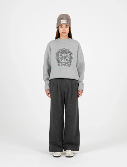 Prohibited Emblem Knit Sweater - Grey - XL