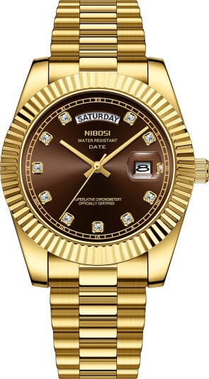 Nibosi Day Date Gold Brown