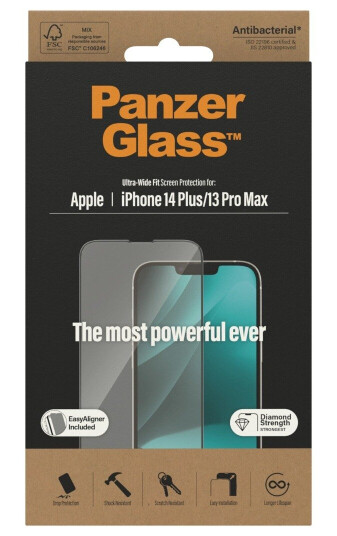 PanzerGlass AntiBakteriell Skjermbeskytter til iPhone 14 Plus / 13 Pro Max med Ultrabred Passform