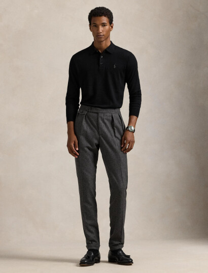 Polo Ralph Lauren Wool Polo-Collar Sweater - Black - M