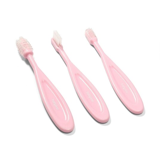 Babyono Babytannbørste sett 3stk Rosa Babyono Babytannbørste sett 3stk Rosa