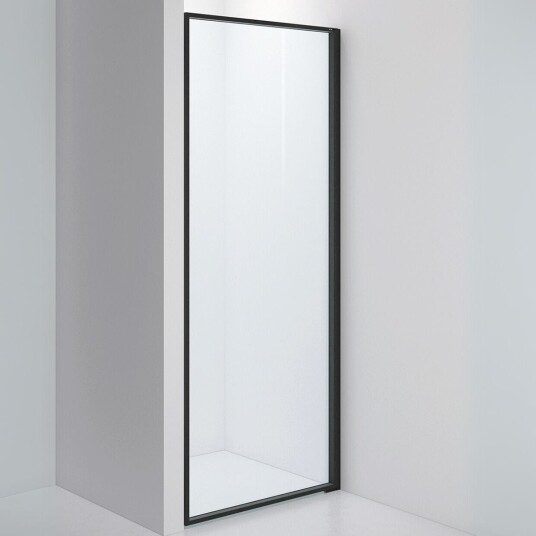 INR Iconic Nordic Rooms Dusjvegg Edge 2 Måltilpasset - Høyre / Matt Svart Klart Glass