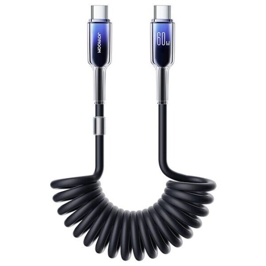 Joyroom S A43 Crystal Clear USB C to USB C 60W Spiral 1.5m Black S A43_CC