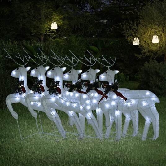 vidaXL Julereinsdyr 6 stk hvit 120 LED