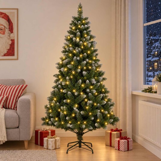 vidaXL Kunstig juletre 210 cm 300 LED-lys Varmhvit PVC og metall Grønn